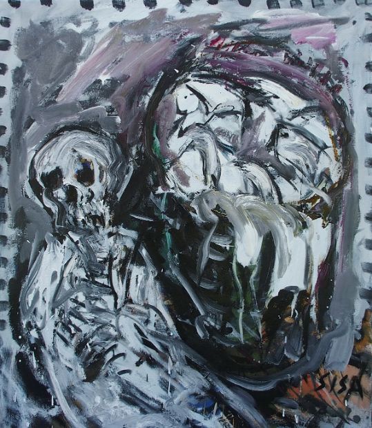 EINGESACKT, Öl auf Leinen, 100 x 80 cm